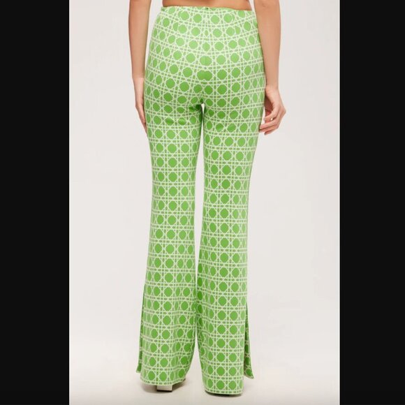 Trina Turk Tennis Green & White Pattern Bootcut Pant - Billie Jean 0 - Picture 4 of 9